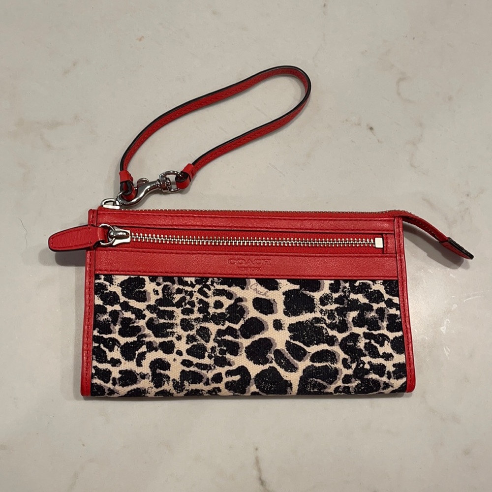 Red & Animal Print Coach Wristlet